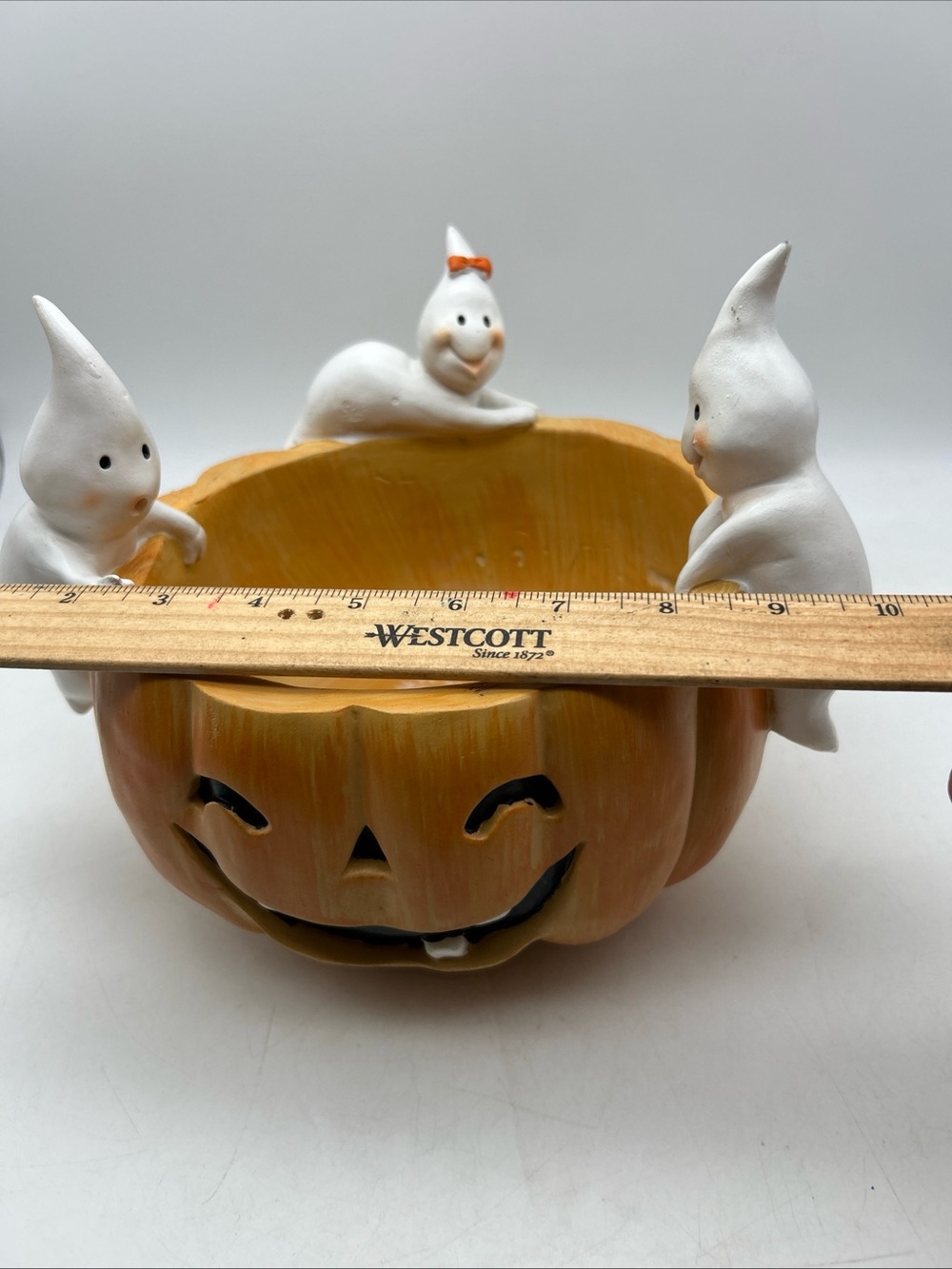 Toil and Trouble Halloween Jack O Lantern Pumpkin Candy Bowl Ghost Trio 8”x10” - Picture 3 of 13